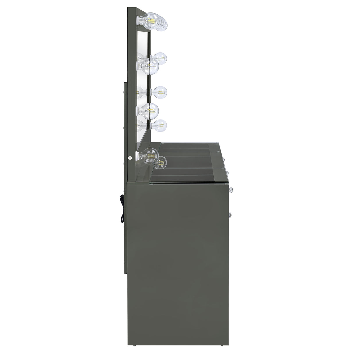 Acena 7-Drawer Vanity Set with Lighting, Grey High Gloss