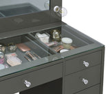 Acena 7-Drawer Vanity Set with Lighting, Grey High Gloss