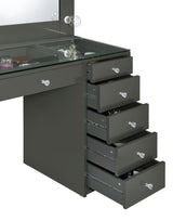 Acena 7-Drawer Vanity Set with Lighting, Grey High Gloss
