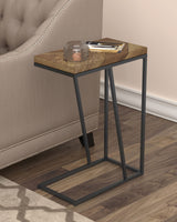 Sergio Rustic Tobacco C-Shaped Side Table, Engineered Wood