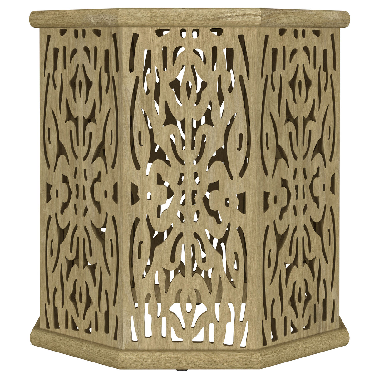 Torres Octagonal Solid Mango Wood Side Table, Natural Brown
