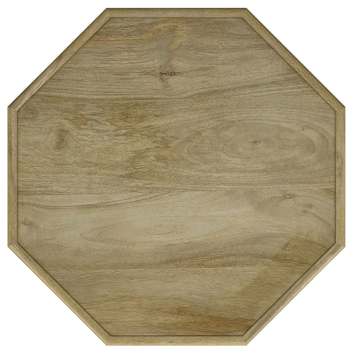 Torres Octagonal Solid Mango Wood Side Table, Natural Brown