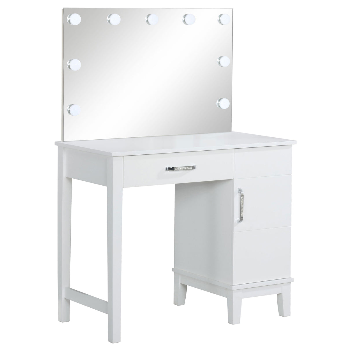 Elijah White & Dark Grey Vanity Set with LED Mirror and Stool