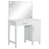 Elijah White & Dark Grey Vanity Set with LED Mirror and Stool