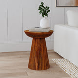 Aureo Round Mango Wood Accent Side Table, Wild Honey