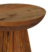 Aureo Round Mango Wood Accent Side Table, Wild Honey