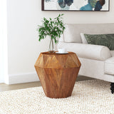 Jacinto Octagonal Solid Mango Wood Side Table, Natural Brown