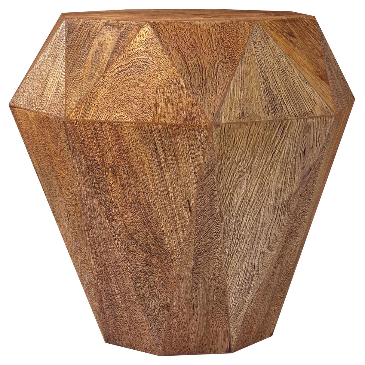 Jacinto Octagonal Solid Mango Wood Side Table, Natural Brown