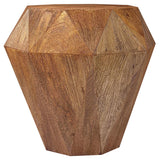 Jacinto Octagonal Solid Mango Wood Side Table, Natural Brown