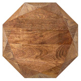 Jacinto Octagonal Solid Mango Wood Side Table, Natural Brown