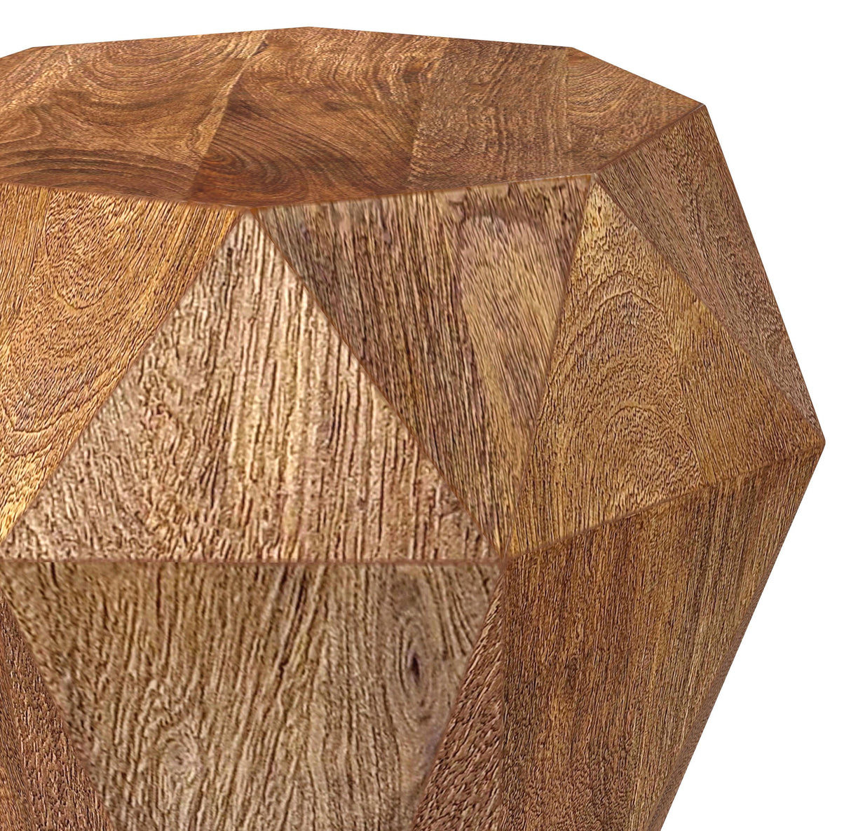 Jacinto Octagonal Solid Mango Wood Side Table, Natural Brown