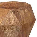 Jacinto Octagonal Solid Mango Wood Side Table, Natural Brown