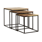 Belcourt 3-Piece Square Nesting Tables - Natural Sheesham and Black