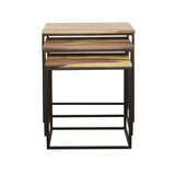 Belcourt 3-Piece Square Nesting Tables - Natural Sheesham and Black
