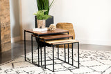 Belcourt 3-Piece Square Nesting Tables - Natural Sheesham and Black