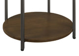 Noemie Round Marble Top Accent Side Table, White and Gunmetal