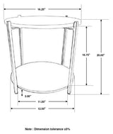 Noemie Round Marble Top Accent Side Table, White and Gunmetal