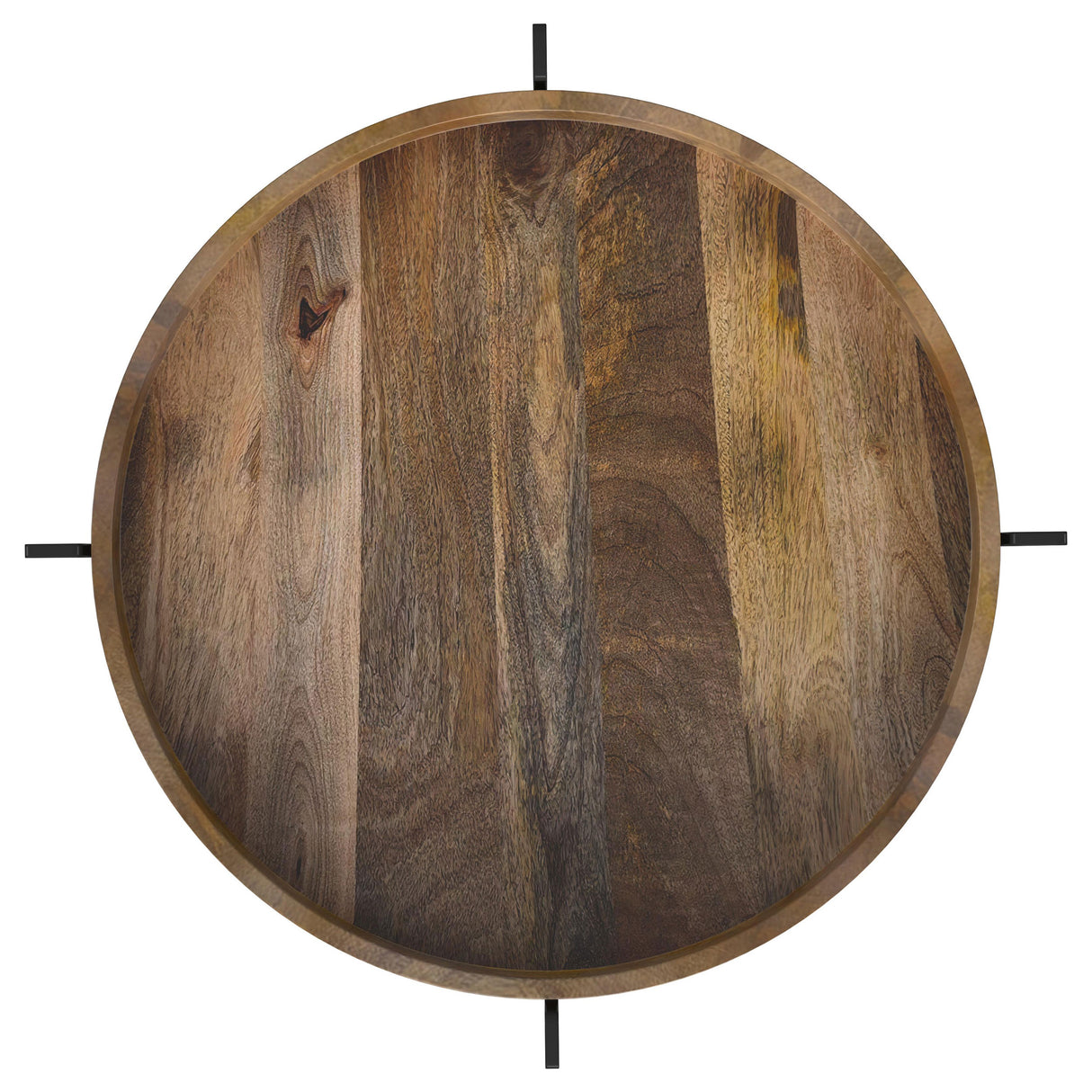 Adhvik Round End Table with Marble Shelf, Natural and Black