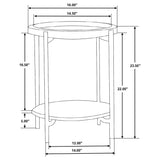 Adhvik Round End Table with Marble Shelf, Natural and Black