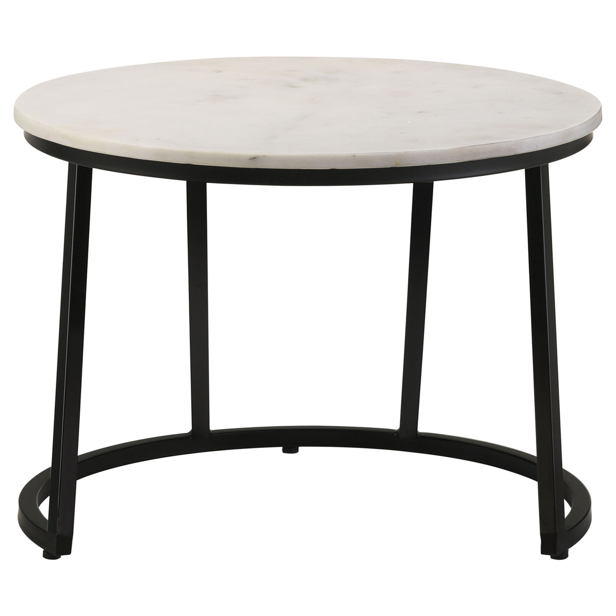 Miguel Round White Marble Top Coffee Table with Black Base