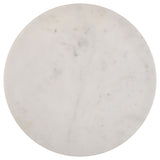 Miguel Round White Marble Top Coffee Table with Black Base