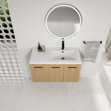 Wall Mounted Floating Bathroom Vanity With Sink, 3 Door Modular Cabinet