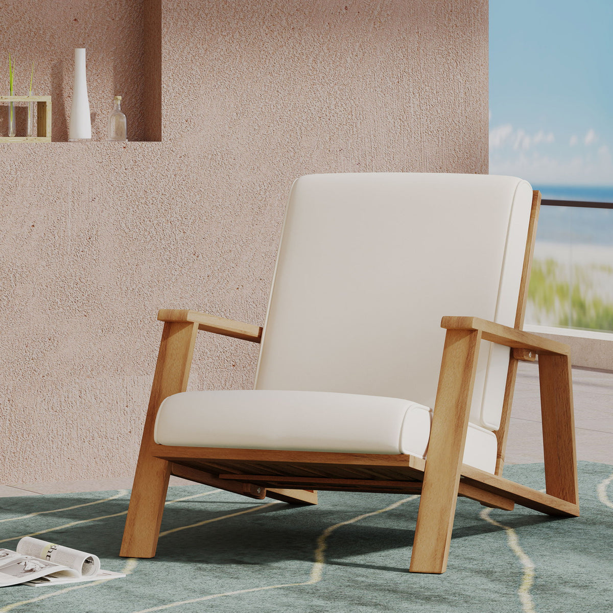 Outdoor Club Chair, Patio Lounge Chair With Removable Cushion