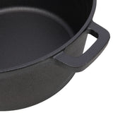 3 In 1 Pre-Seasoned Cast Iron Dutch Oven, Outdoor Camping Deep Pot, 5 Quart With Silicone Handles - Black