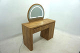 Irwin Rustic Oak Vanity Table with LED Mirror and Storage