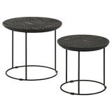 Loannis 2-Piece Round Mango Wood Nesting Tables, Matte Black