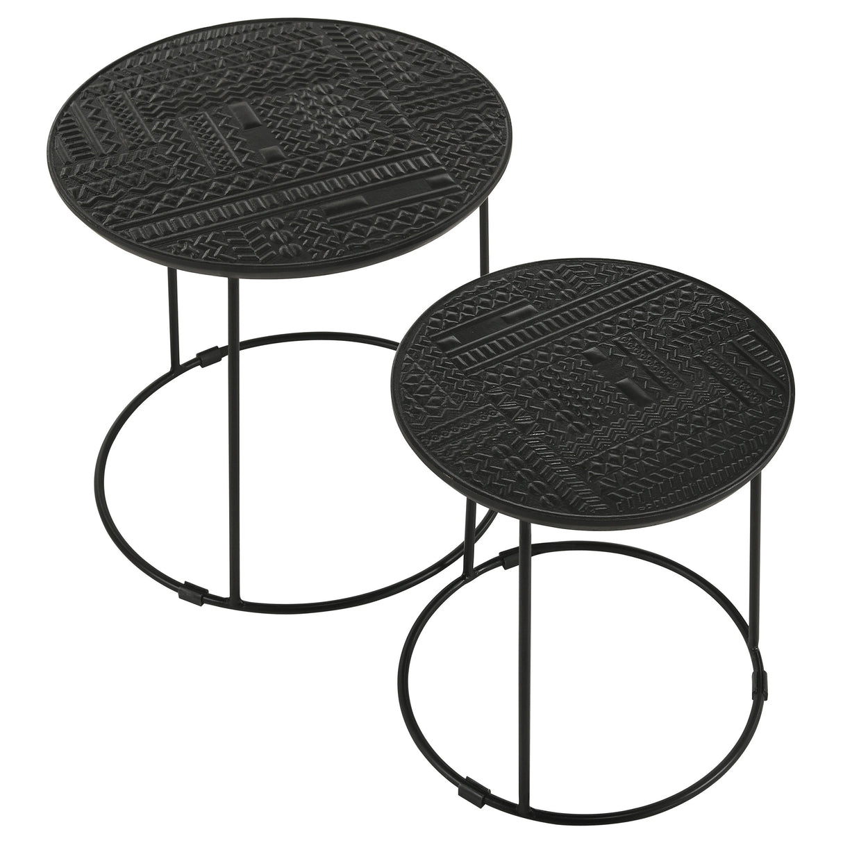 Loannis 2-Piece Round Mango Wood Nesting Tables, Matte Black