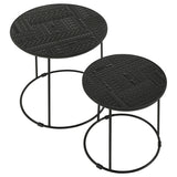 Loannis 2-Piece Round Mango Wood Nesting Tables, Matte Black