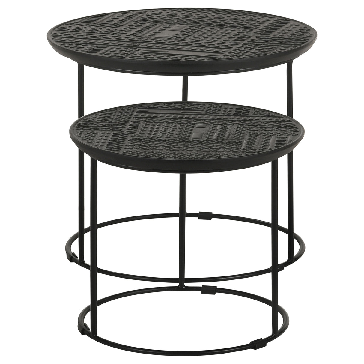 Loannis 2-Piece Round Mango Wood Nesting Tables, Matte Black