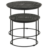 Loannis 2-Piece Round Mango Wood Nesting Tables, Matte Black