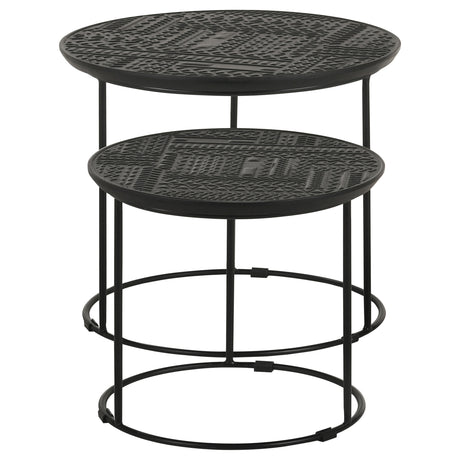 Loannis 2-Piece Round Mango Wood Nesting Tables, Matte Black
