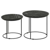 Loannis 2-Piece Round Mango Wood Nesting Tables, Matte Black