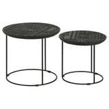 Loannis 2-Piece Round Mango Wood Nesting Tables, Matte Black