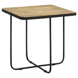 Elyna Square Travertine Top Accent Side Table, Beige