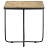 Elyna Square Travertine Top Accent Side Table, Beige
