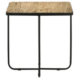 Elyna Square Travertine Top Accent Side Table, Beige