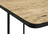 Elyna Square Travertine Top Accent Side Table, Beige