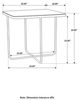 Elyna Square Travertine Top Accent Side Table, Beige