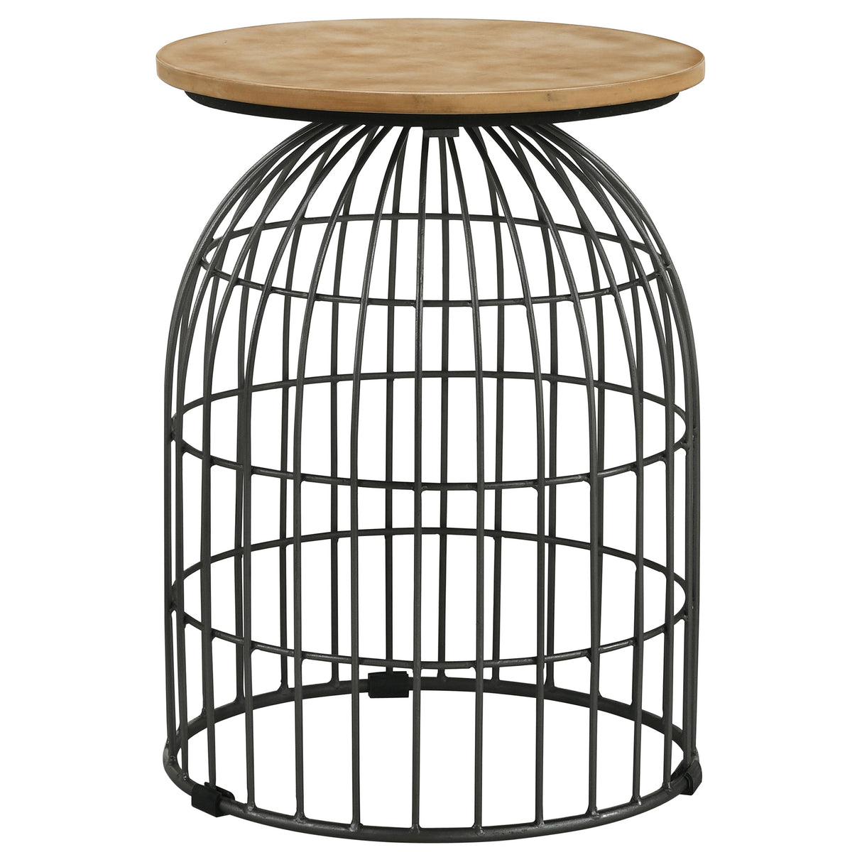 Bernardo Round Marble & Wire Frame Side Table, Natural/Gunmetal
