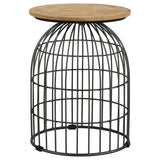 Bernardo Round Marble & Wire Frame Side Table, Natural/Gunmetal