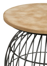 Bernardo Round Marble & Wire Frame Side Table, Natural/Gunmetal