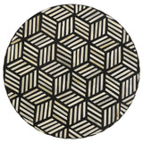 Xenia Round Bone Inlay Accent Side Table, White and Gold