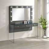 Afshan 3-Drawer Vanity Set with Lighting, Grey High Gloss