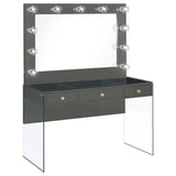 Afshan 3-Drawer Vanity Set with Lighting, Grey High Gloss