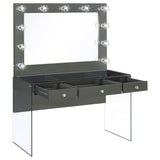Afshan 3-Drawer Vanity Set with Lighting, Grey High Gloss