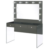 Afshan 3-Drawer Vanity Set with Lighting, Grey High Gloss